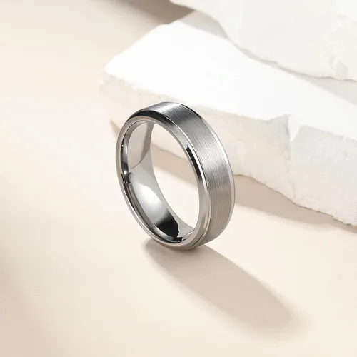 Vista 2 de King Will - Anillo de tungsteno básico para hombre, de 1564, 932, 516, 2364 y 2564 de pulgada, con acabado cepillado mate, ideal como anillo