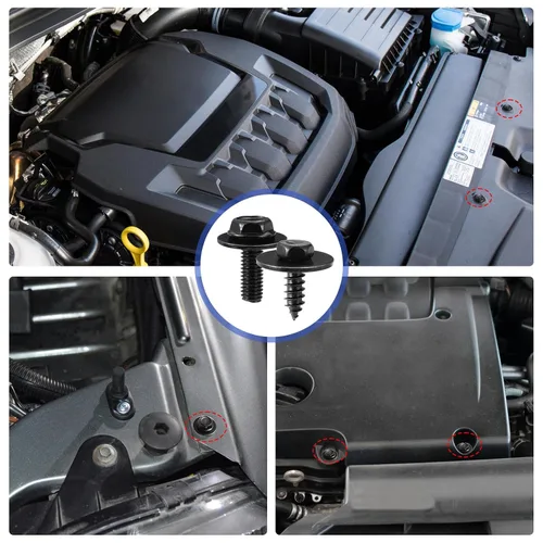 Vista 3 de 100 piezas de tornillos y pernos para auto, tornillos para bandeja inferior, tornillos para guardabarros de carrocería, clips para auto, remaches
