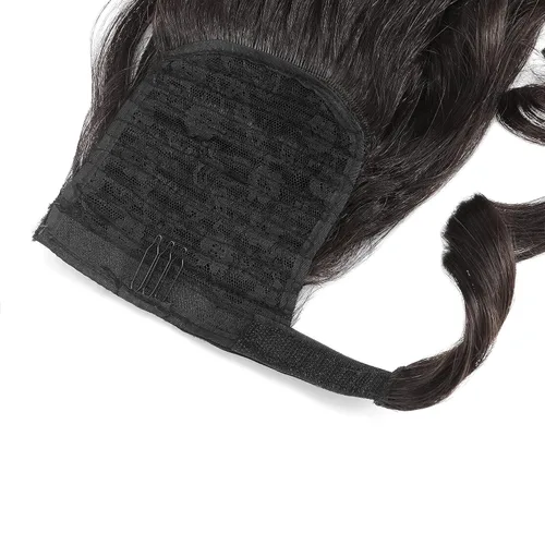 Vista 4 de SEGO Extensión de cola de caballo de cabello humano real, con clip envolvente, cola de caballo larga y recta con pasta mágica, postizos de cabello