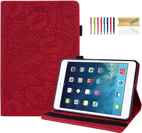 Vista 25 de Dteck Funda para iPad mini 5/4/3/2/1 - [Diseño de flores en relieve] Funda tipo folio clásica