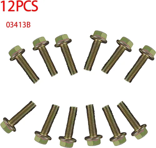 Vista 5 de Kit de hardware de pernos de cabezal de colector de escape de 12 piezas 03413B para Chevy GMC LS1 LS2 LT1 LS3 Kit de colector de pernos con brida