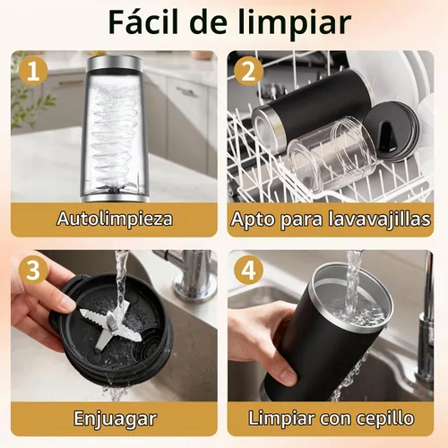 Vista 7 de Licuadora portátil con vaso aislado al vacío, licuadora personal recargable inalámbrica de 20 onzas, botella de mezcla de acero inoxidable de 120 W