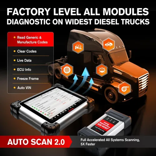 Vista 6 de Autel MaxiSys MS908CV II - Escáner CV superior, herramienta de diagnóstico de camiones diésel de servicio pesado 2026 para más de 150 motores clase