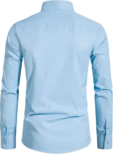 Vista 2 de VANCOOG Camisas de vestir casuales de manga larga para hombre