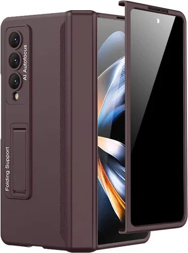 Vista 12 de Miimall Funda para Samsung Galaxy Z Fold 4 con protector de pantalla de privacidad, soporte ajustable integrado y protección magnética de bisagra