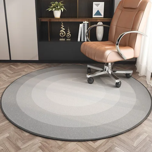 Vista 4 de Tapete redondo para silla de piso de madera dura, lavable, antideslizante, protector de suelo para sillas rodantes, sala de estar, dormitorio, gris