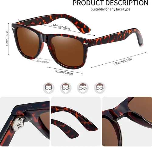 Vista 5 de Joopin Gafas de sol cuadradas polarizadas con protección UV para hombre y mujer