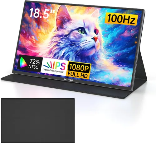 Vista 9 de MT-VIKI Extensor de pantalla para laptop de 15.6 pulgadas, monitor potable para computadora portátil, solo una conexión de cable USB-C, compatible