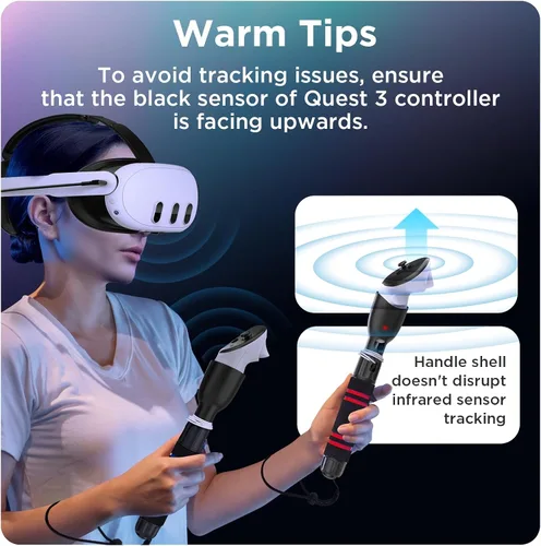 Vista 2 de YOGES Handle Attachments Compatible with Meta Quest 3 Oculus Quest 2 Quest ProRift S Controller Accessories, VR Game Long Arms Dual Extension