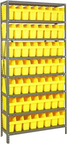 Vista 279 de Quantum QSBU-245BK Heavy Duty Shelving Unit with (7) Shelves and (24) QUS245 Black Bins for Garage Warehouse Storage Distribution 400 lb Load