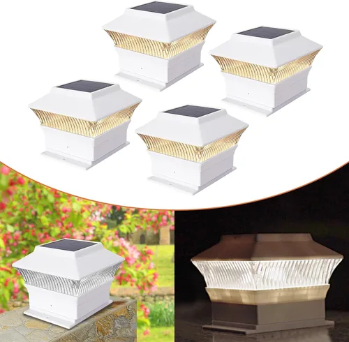 Vista 13 de Paquete de 4 luces solares para tapa de poste, modernas #2: se adapta a postes de vinilo de 4 x 4 y madera de 5 x 5 pulgadas, temperatura de 3