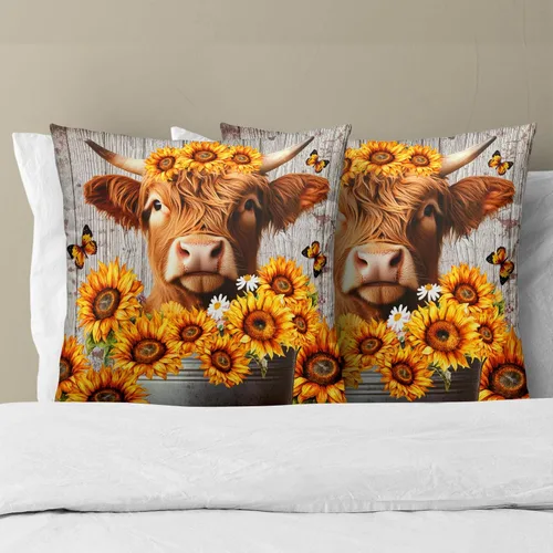 Vista 213 de Giwawa Juego de 2 fundas de almohada decorativas con diseño floral de girasol de 16 x 16 pulgadas, fundas de cojín decorativas para el hogar, sofá