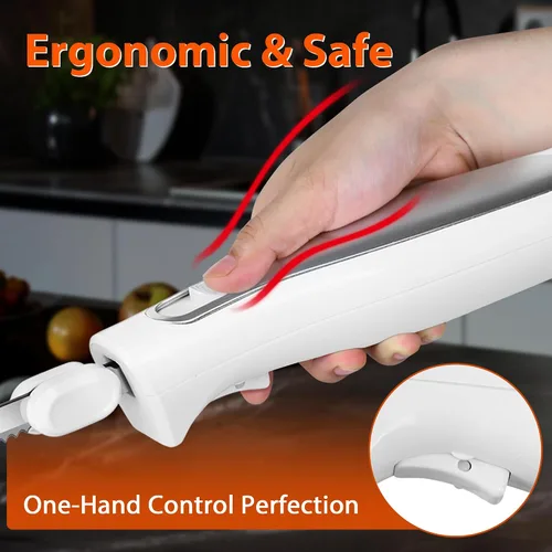 Vista 3 de Cuchillo eléctrico con cable, cuchillas dentadas de acero Blanco
