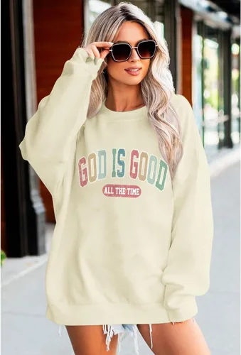 Vista 4 de Dios Es Bueno Sudadera Cristiana Sudaderas para Mujeres de Talla Grande Camisas de Jesús Fe Inspiradoras Versículo de la Biblia Pullover