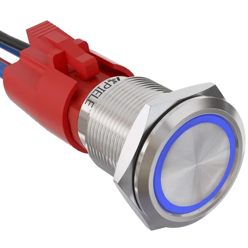Vista 11 de APIELE Interruptor de botón con pestillo de 10 amperios y 0.748 in, 12 V, SPST, LED, impermeable, redondo, autobloqueante, 1NO (aluminio negro, azul)