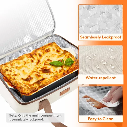 Vista 4 de Lifewit - Porta ollas aislada para alimentos calientes o fríos, olla con tapa y estuche de transporte, soporte para lasaña para fiestas de comida