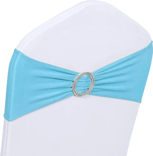 Vista 10 de Obstal 10 cintas elásticas de elastano para sillas de recepción de boda, bandas elásticas universales para silla con hebilla deslizante