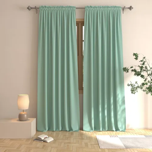 Vista 24 de UPOPO Cortinas beige de 45 pulgadas de largo para oscurecer la habitación, paneles de cortina para ventana, bolsillo para cortinero, cortinas