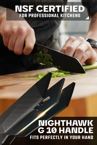 Vista 5 de Dalstrong Santoku - Cuchillo de 7 pulgadas, serie Shadow Black, cuchillo de cocina extremadamente afilado, recubierto de nitruro de titanio negro