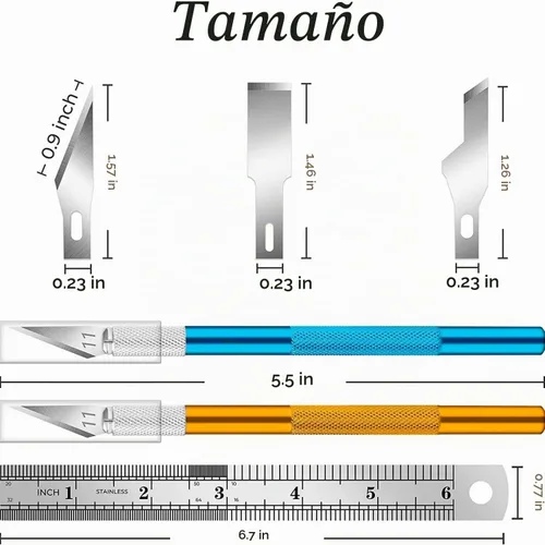Vista 2 de DIYSELF Cuchillo Exacto, 2 cuchillos Exacto con 40 cuchillas de repuesto Exacto, cuchillo de manualidades, cuchillo de pasatiempo, juego