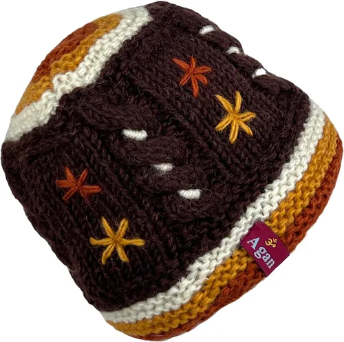 Vista 2 de Agan Traders 1418 - Gorro de lana de cordero cálida del Himalaya para mujer, con forro polar, manoplas sin dedos o manoplas plegables Nepal