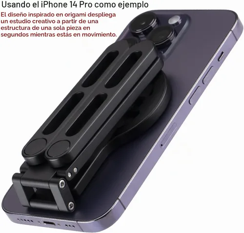 Vista 9 de Trípode de bolsillo compatible con MagSafe, sujeción magnética resistente, altura ajustable para teléfonos MagSafe, ideal para vlogging