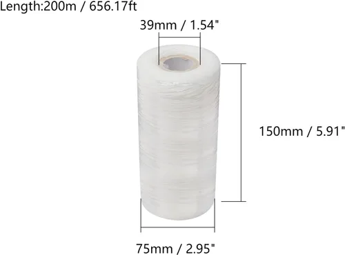 Vista 2 de 2 rollos de película elástica preestirada de 5.91 pulgadas x 656.2 ft/656.16 pies, plástico transparente para mudanza y embalaje, envoltura elástica