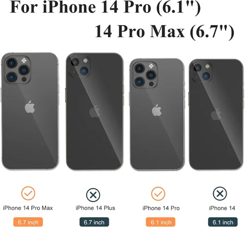Vista 2 de Protector de lente de cámara compatible con iPhone 14 Pro/Max, funda de vidrio templado para anillo de cámara, resistente a roturas, resistente a