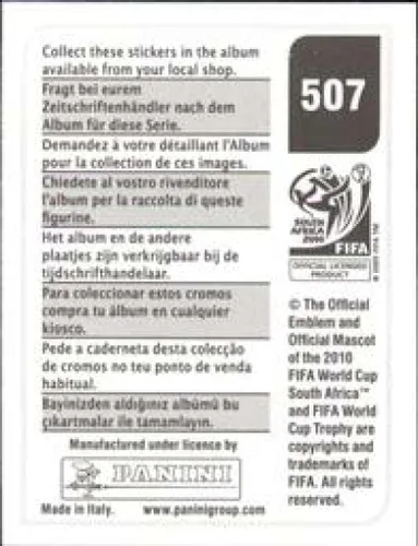 Vista 2 de Calcomanías de la Copa Mundial de la FIFA de Panini 2010 #507 Ri Myong-Guk Korea DPR - Adhesivo oficial de álbum de fútbol