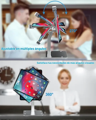 Vista 4 de Soporte antirrobo para tablet de 9 a 14 pulgadas, soporte de piso de escritorio para iPad de seguridad, soporte de pantalla POS resistente