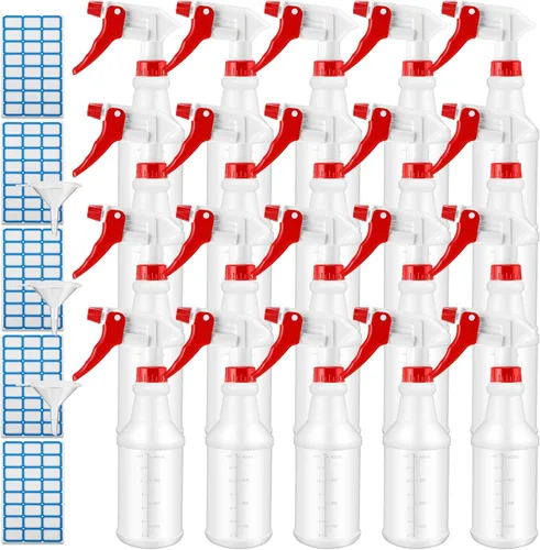 Vista 10 de Eccliy 20 botellas de spray de 16 oz, cilindro transparente, cabezal de Cabezal de pulverización blanco y negro