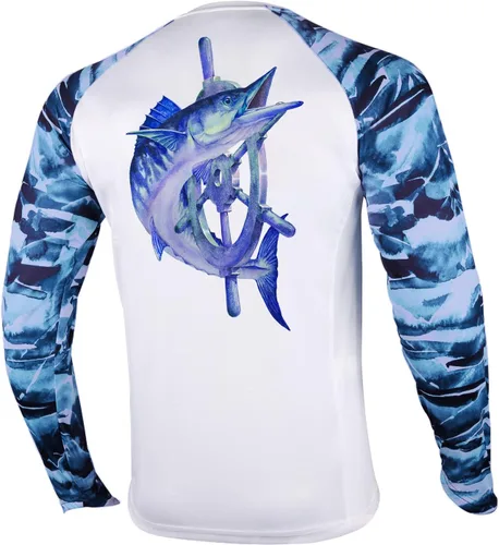 Vista 32 de Palmyth - Camiseta de pesca para hombre, con manga larga, protección solar ultravioleta FPU 50+, con bolsillo
