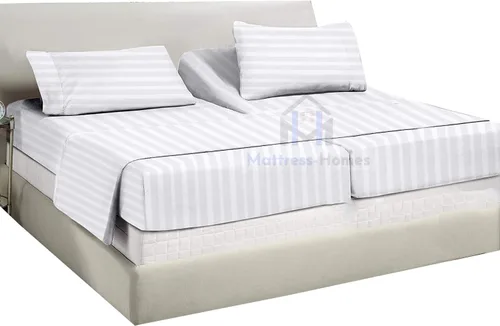 Vista 8 de Juego de sábanas divididas tamaño Queen para cama ajustable, juego de sábanas divididas de 5 piezas para cama Queen dividida de 600 hilos, 100%