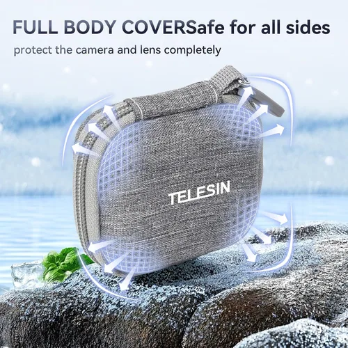 Vista 5 de TELESIN Funda pequeña mini para Insta360 GO3 Go2 DJI Osmo Action 4 Action 3 Camera, funda protectora de transporte también compatible con GOPRO Hero