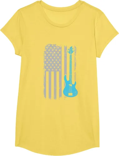Vista 91 de Electric Bass Guitar Player American Flag Musician T-Shirt Asphalt Grey