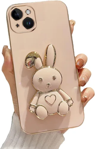 Vista 30 de Funda con soporte de conejo de corazón para Xiaomi Redmi A1, galvanizado suave TPU protector delgado a prueba de golpes con lindo conejito soporte