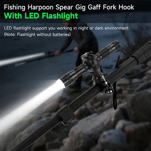 Vista 6 de SAN LIKE Arpón de Pesca Lanza Gaff Gig Gaff Horquilla Gancho para Rana Sapo Caña Ranas Toro Bufo Platija Pez de Hielo Topo Herramienta de Remoción