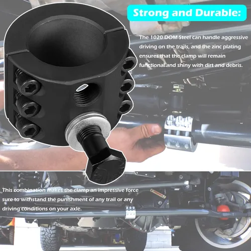 Vista 4 de Abrazadera de barra de acoplamiento del estabilizador de dirección (tubo de diámetro exterior de 1-3/8") se adapta a Jeep Wrangler JK TJ XJ ZJ MJ