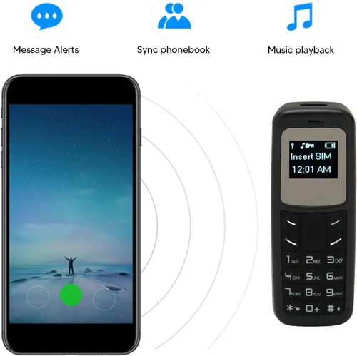 Vista 4 de Mini teléfono móvil, teléfono móvil pequeño desbloqueado Bluetooth auricular 0.66 pulgadas Bluetooth Dialer con gancho para la oreja Soporte SIM MP3