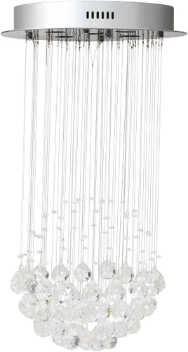 Vista 9 de Tangkula Moderno candelabro de cristal K9, lámpara de techo LED de montaje empotrado para sala de estar, comedor y dormitorio, 5 luces GU10
