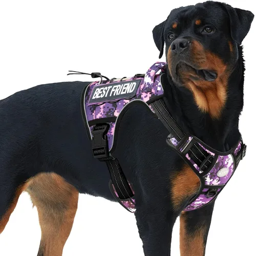 Vista 77 de Auroth - Arnés táctico para perros pequeños y medianos, sin tirones, arnés ajustable para mascotas, reflectante, K9, entrenamiento, trabajo