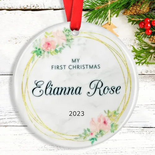 Vista 9 de Adornos de Navidad personalizados para camión volquete, adorno personalizado para bebé, adornos para árbol de Navidad para niños, adornos de camión