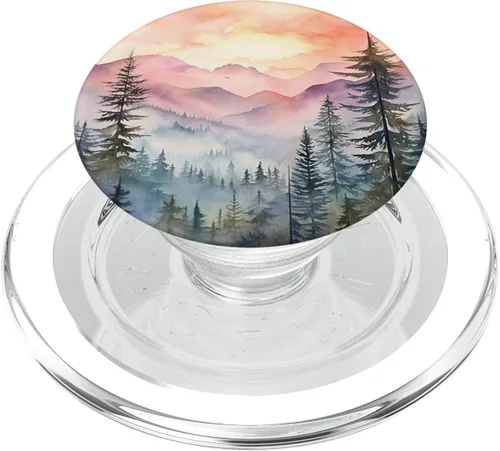 Vista 8 de Montañas Selva Bosque Senderismo Árbol de Pino Naturaleza PopSockets Adhesivo PopGrip