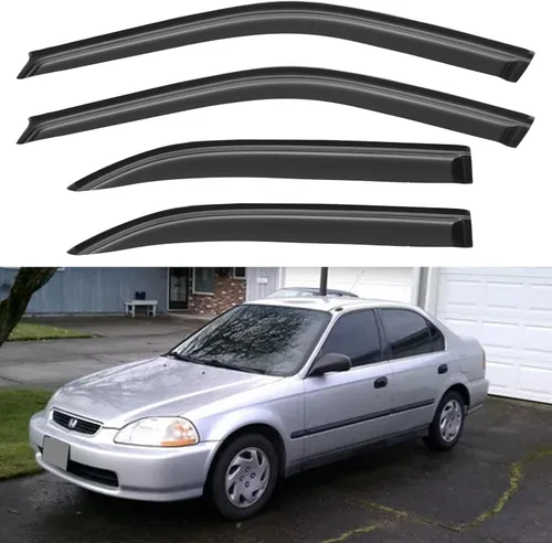 Vista 76 de YQAUTEC - Viseras para ventana, protectores contra la lluvia, compatibles con Subaru WRX 2015-2021, deflectores de viento para ventanas, viseras