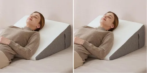 Vista 8 de Almohada de cuña con parte superior de espuma para dormir, leer y descansar, almohada de cama triangular de apoyo elevado de 8 pulgadas para piernas