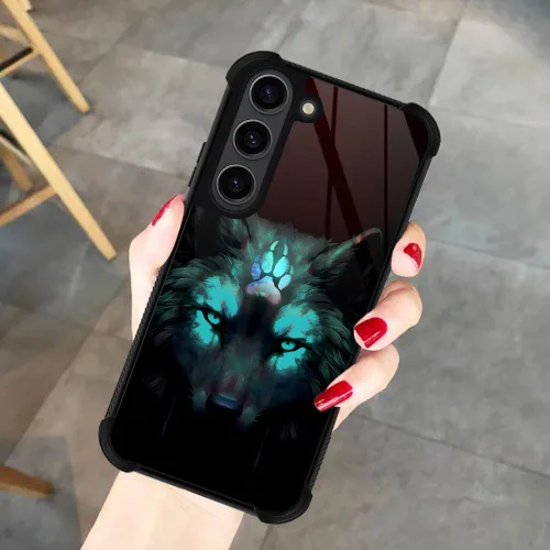Vista 7 de CARLOCA Funda compatible con Samsung Galaxy S23 Plus, diseño gráfico de identidad negro espiritual lobo, a prueba de golpes, antiarañazos