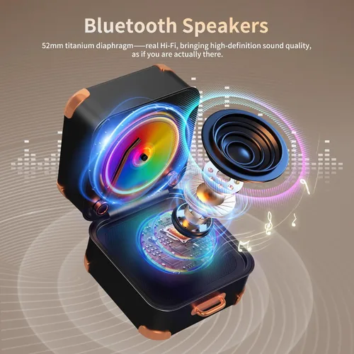 Vista 4 de Altavoz Bluetooth para tocadiscos, mini tocadiscos, vinilo retro, pequeño altavoz Bluetooth inalámbrico, calidad de sonido HD, kawaii, adecuado