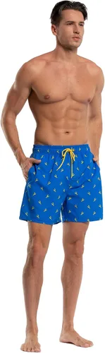 Vista 4 de Satankud Men's Swim Trunks Quick Dry Swim Shorts UPF 50+ Beachwear Boardshorts with Mesh Lining and Pockets