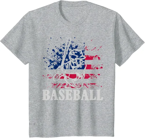 Vista 52 de Camiseta de béisbol deportiva estadounidense con bandera estadounidense, Negro, S
