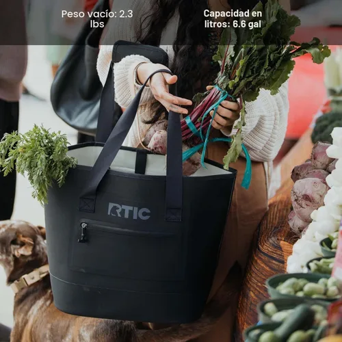Vista 5 de Bolsa de mano ultra resistente RTIC, impermeable para playa, piscina, toalla, compras, de alta resistencia, resistente a perforaciones, pequeña Negro